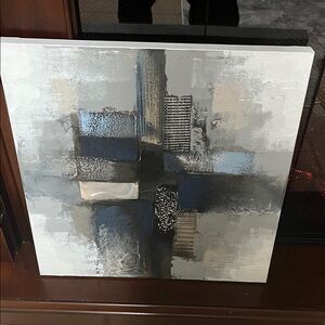 #DB.Abstract Blue and Gray Canvas Art